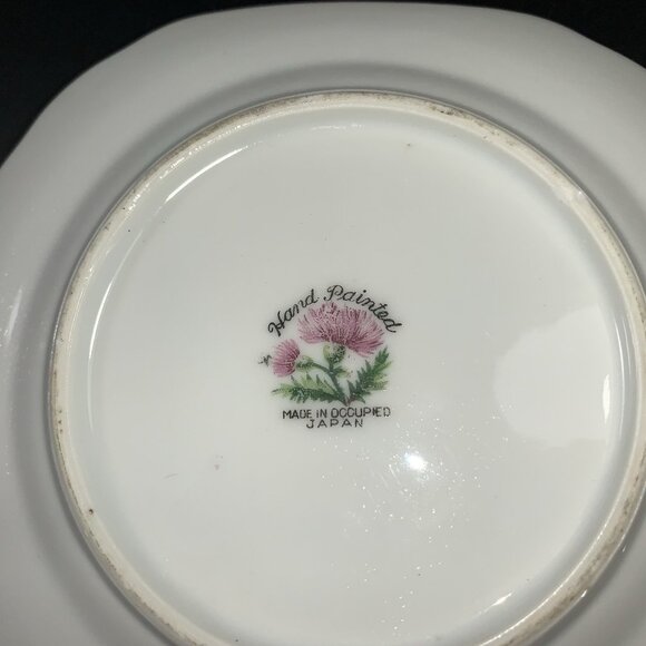 Vintage Handpainted Fruit Nappy Dish – Occupied Japan – Square Scalloped Corners - Picture 4 of 6